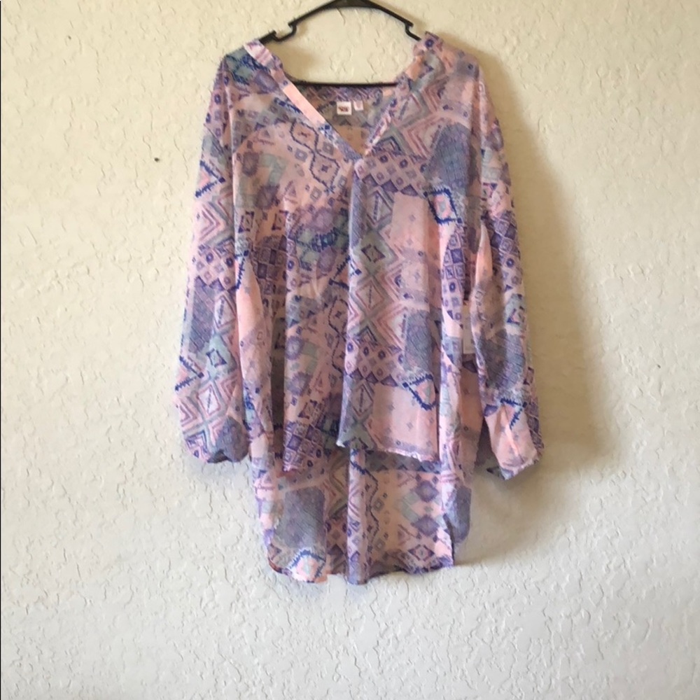 A colorful high low blouse